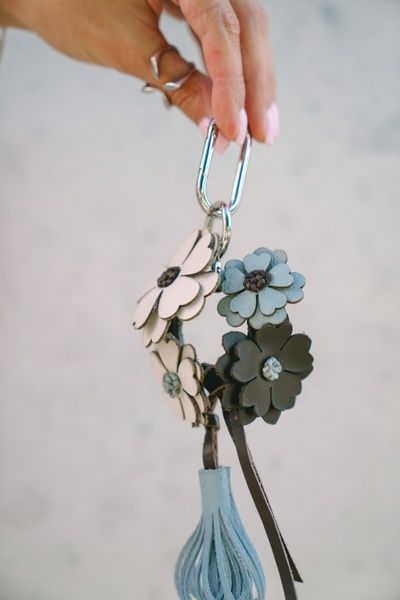 Брелок шкіряний блакитний BLOOM o_KEYCBLOOM 08 фото
